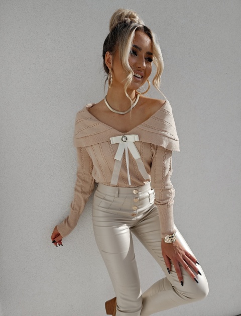 Sweter z kaszmirem SABISHA ciemny beż