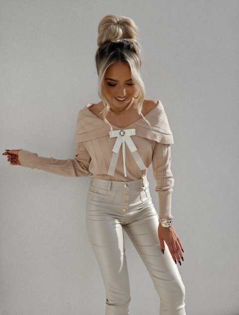 Sweter z kaszmirem SABISHA ciemny beż