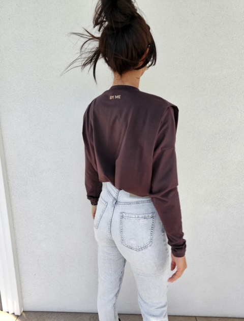 Bluzka typu longsleeve MODIVO czekoladowa By Me