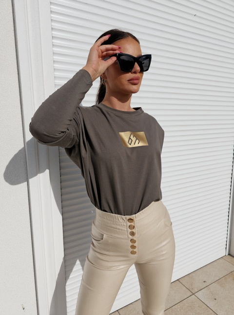 Bluzka typu longsleeve MODIVO khaki By Me