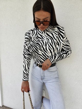 Bluzka typu longsleeve MODIVO zebra By Me
