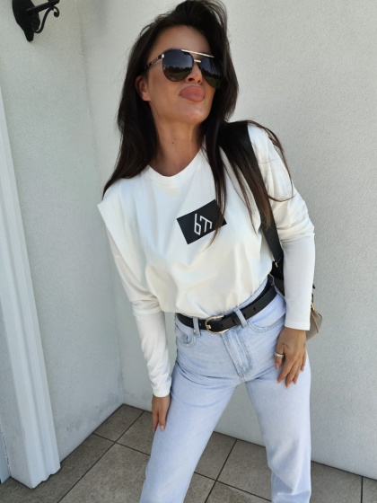 Bluzka typu longsleeve MODIVO ecru By Me