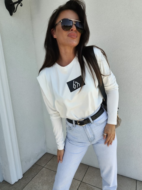 Bluzka typu longsleeve MODIVO ecru By Me