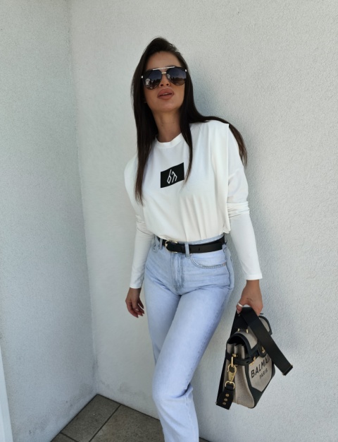 Bluzka typu longsleeve MODIVO ecru By Me