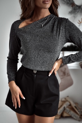 Brokatowa bluzka z asymetrycznym dekoltem Xana