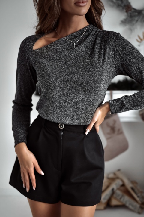 Brokatowa bluzka z asymetrycznym dekoltem Xana