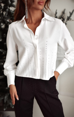 Elegant shirt with shiny embellishment white XANA