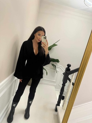 Komplet kimono z legginsami czarne La Milla