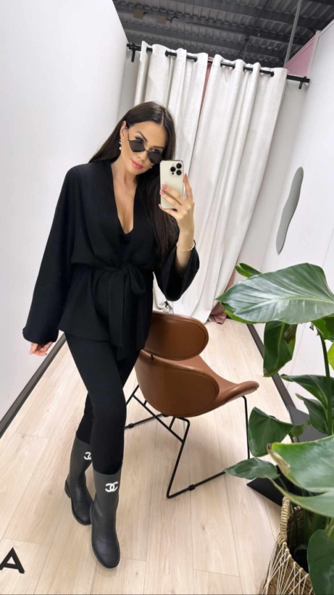 Komplet kimono z legginsami czarne La Milla