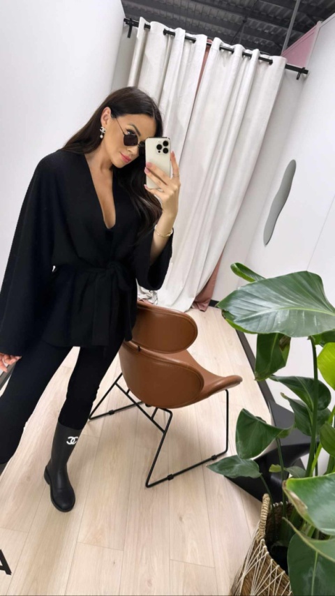 Komplet kimono z legginsami czarne La Milla