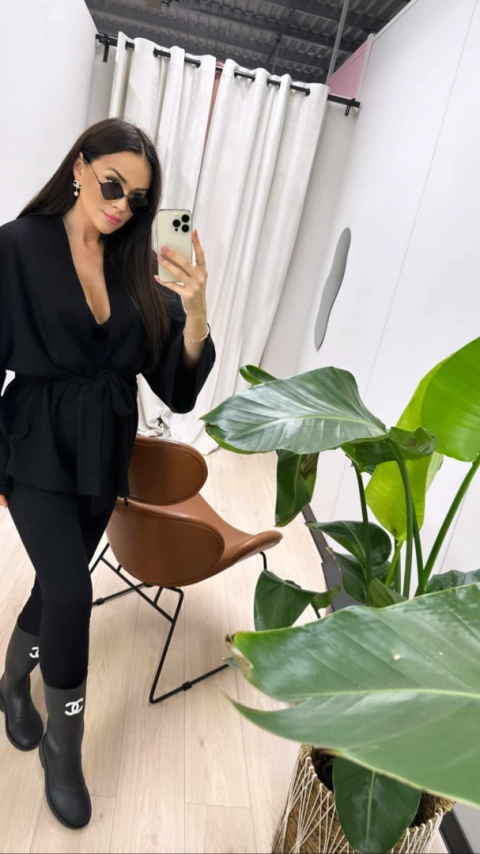 Komplet kimono z legginsami czarne La Milla