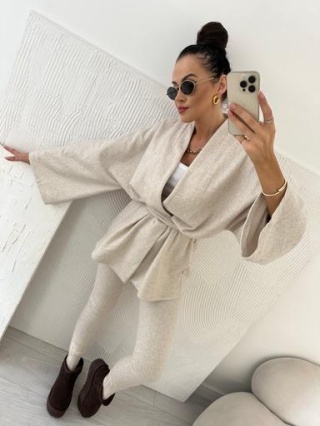Komplet kimono z legginsami beżowe La Milla
