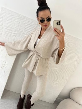 Komplet kimono z legginsami beżowe La Milla