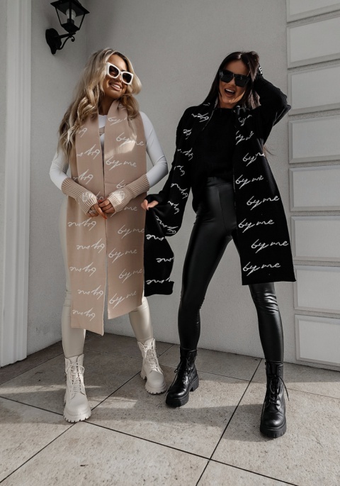 Komplet- szal i mitenki z domieszką kaszmiru ALPIN beżowy By Me