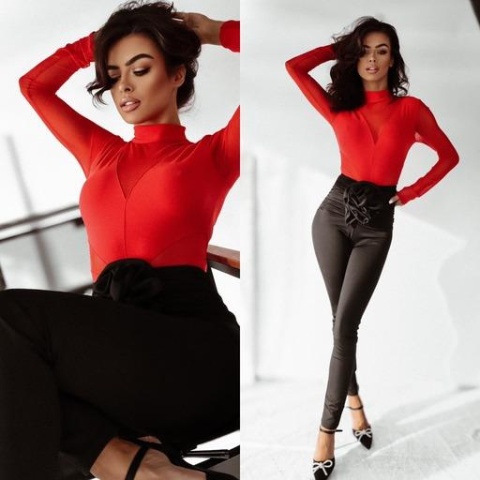 Siateczkowe body czerwone La Milla