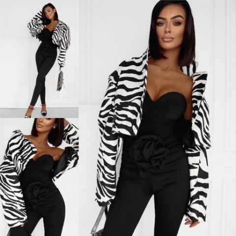 Legginsy z ozdobną różą czarne LA MILLA