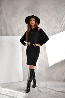 Knitted dress with sweater black Xana