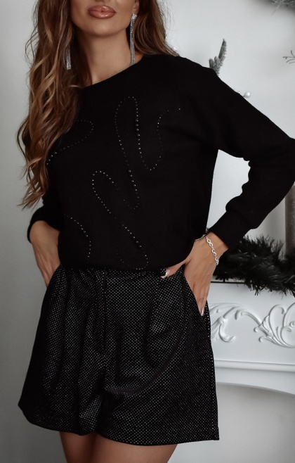 Sweter z aplikacjami czarny Xana