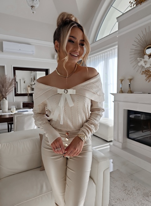 Sweter z kaszmirem SABISHA jasny beż