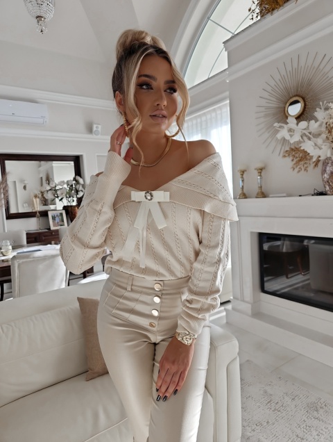 Sweter z kaszmirem SABISHA jasny beż