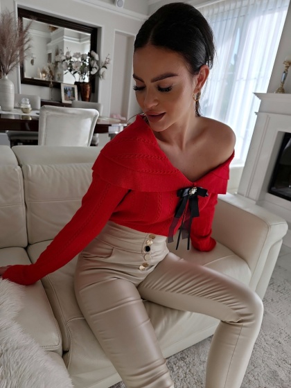 Sweter z kaszmirem SABISHA czerwony