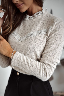 Sweater with lace beige XANA