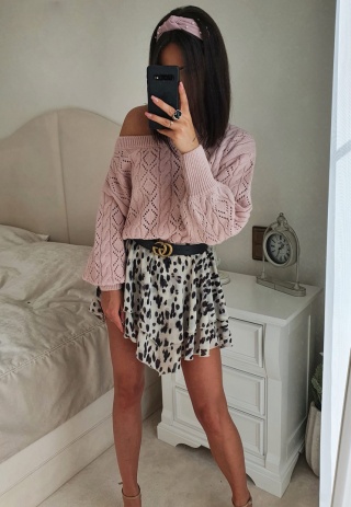 Ażurowy sweterek AJA różowy - BY ME