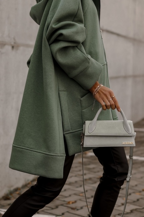 Bluza zapinana na suwak z kapturem ZIP oliwkowa - LALU