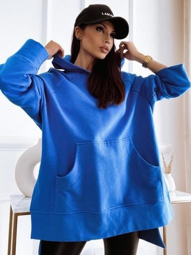 Bluza kangurka HOODIE kobaltowa - LALU