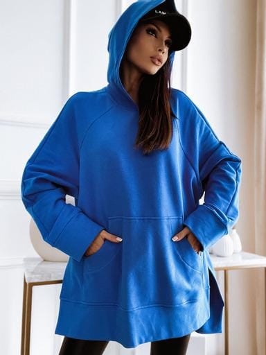 Bluza kangurka HOODIE kobaltowa - LALU