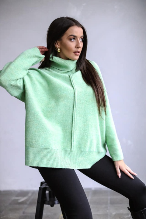 Golf z ozdobnym szwem NEVADA zielony - ME GUSTA