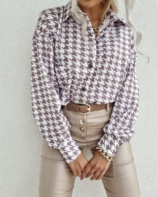 Koszula oversize pepitka DIANA beż - BY ME