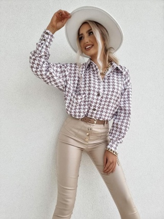 Koszula oversize pepitka DIANA beż - BY ME