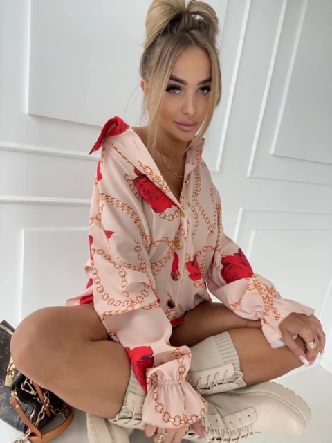 Koszula oversize ze złotymi guzikami EXCLUSIVE - AGATHA FASHION