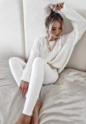 Legginsy modelujące z przeszyciem śmietankowe - BY ME Legginsy modelujące z przeszyciem śmietankowe - BY ME