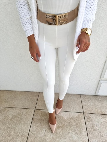 Legginsy modelujące z przeszyciem śmietankowe - BY ME