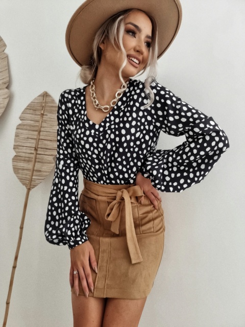 Spódnica zamszowa z kieszonkami CLASSY camel - BY ME