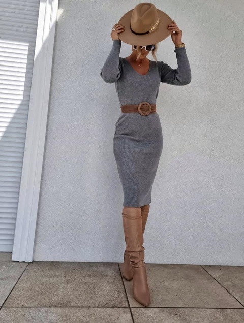 Sukienka dzianinowa szara - BY ME