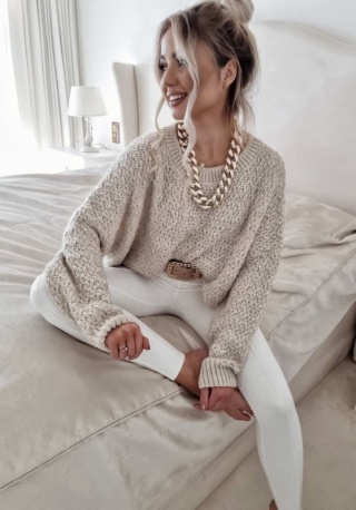 Sweter 'pająk' o luźniejszym kroju beż - BY ME