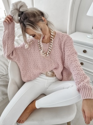 Sweter 'pająk' o luźniejszym kroju brudny róż - BY ME