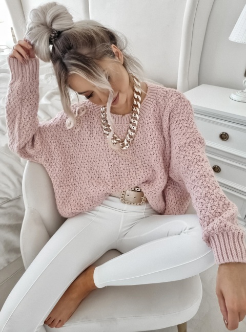 Sweter 'pająk' o luźniejszym kroju brudny róż - BY ME