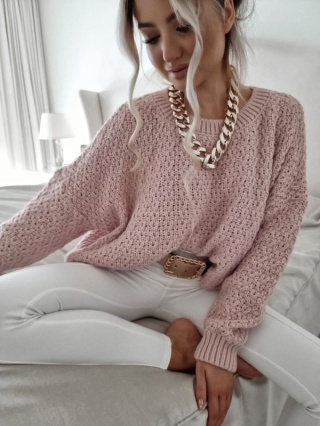 Sweter 'pająk' o luźniejszym kroju brudny róż - BY ME