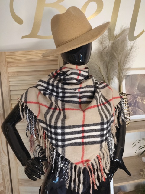 Trójkątna chusta szal w kratę LONDON