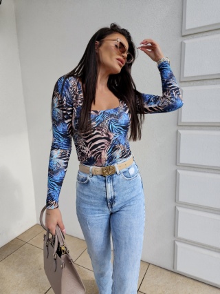 Bluzka SHARON jungle – niebiesko-czarna By Me