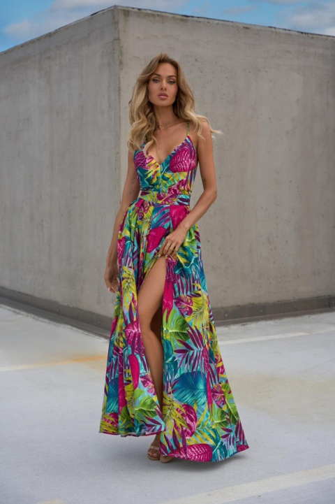 Długa sukienka BRASIL monstery - SEMPRE