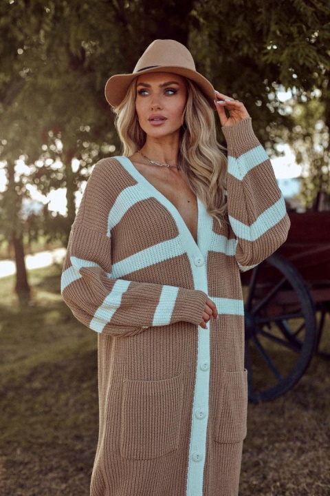 Kardigan ARLETTA camel z kremem SEMPRE