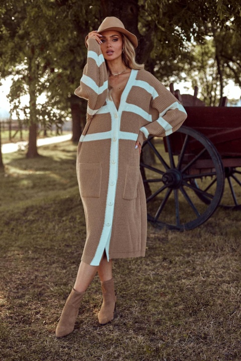 Kardigan ARLETTA camel z kremem SEMPRE