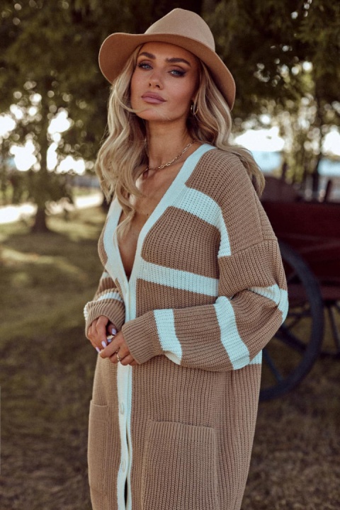 Kardigan ARLETTA camel z kremem SEMPRE