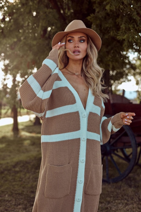 Kardigan ARLETTA camel z kremem SEMPRE