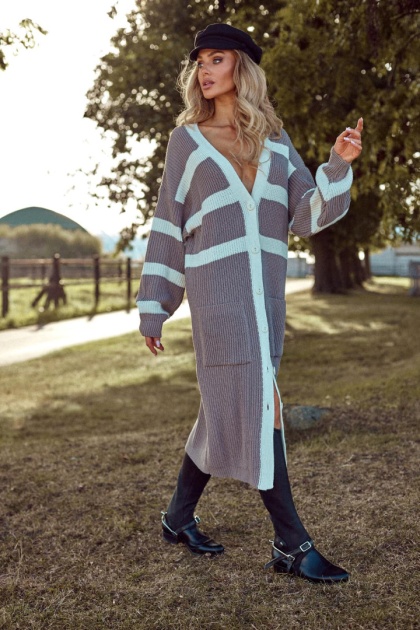 Kardigan ARLETTA fango z kremem SEMPRE